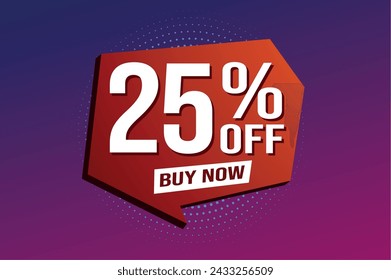 25% veinticinco por ciento de descuento comprar ahora poster banner diseño gráfico icono símbolo de logo símbolo de sitio web de redes sociales cupón

