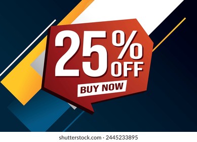 25% veinticinco por ciento de descuento comprar ahora Anuncio de póster Diseño gráfico de Sitio web símbolo de logotipo símbolo de medios sociales símbolo de Cupón

