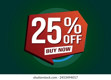 25% twenty five percent off buy now poster banner graphic design icon logo sign symbol social media website coupon

