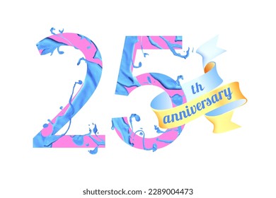 25 (twenty five) years anniversary. Vector paint digit