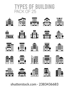 25 Types of Building  icons Pack vector illustration.