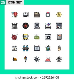 25 Universal Filled line Flat Color Signs Symbols of new; love; agriculture; merraige; vegetables Editable Vector Design Elements