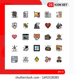 25 Universal Filled line Flat Colors Set for Web and Mobile Applications payment; commerce; paper; checkout; hardware Editable Vector Design Elements