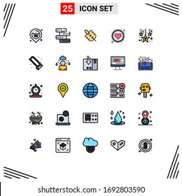 25 Universal Filled line Flat Color Signs Symbols of like; app; study; favorite; plant Editable Vector Design Elements