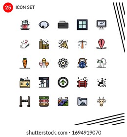 25 Universal Filled line Flat Colors Set for Web and Mobile Applications monitor; room; curling; interior; home Editable Vector Design Elements