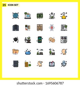 25 Universal Filled line Flat Colors Set for Web and Mobile Applications man; zombie; business; jar; eye Editable Vector Design Elements
