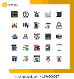 25 universelle, voll gefüllte Flachfarben für Web- und Mobile-Anwendungen; Pfeil; Raum; Spielknopf; Planen von Design-Elementen für bearbeitbare Vektorillustrationen