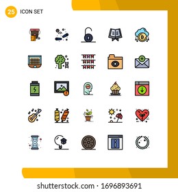 25 Universal Filled line Flat Colors Set for Web and Mobile Applications d; payment; unlocked; cloud; holy Editable Vector Design Elements