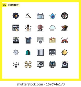 25 Universal Filled line Flat Color Signs Symbols of festival; medical; calendar; drop; time Editable Vector Design Elements