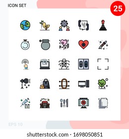 25 Universal Filled line Flat Colors Set for Web and Mobile Applications phone; contact; configure; communication; user Editable Vector Design Elements