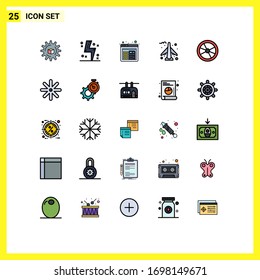 25 Universal Filled line Flat Colors Set for Web and Mobile Applications danger; biology; power; plane; airplane Editable Vector Design Elements