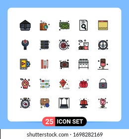 25 Universal Filled line Flat Color Signs Symbols of mixer; controller; finance; control; search Editable Vector Design Elements