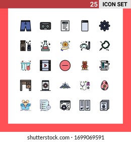 25 Universal Filled line Flat Colors Set for Web and Mobile Applications aromatherapy; multimedia; music; washing; study Editable Vector Design Elements