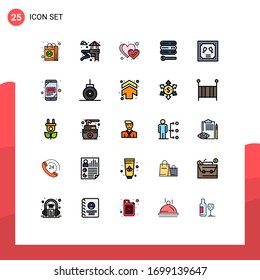 25 Universal Filled line Flat Colors Set for Web and Mobile Applications invitation; card; favorite; web; settings Editable Vector Design Elements