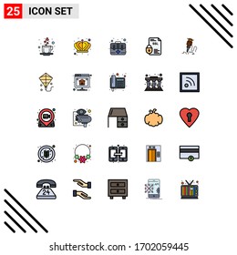 25 Universal Filled line Flat Colors Set for Web and Mobile Applications construction; drill; first; ssl; document Editable Vector Design Elements