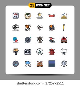 25 Universal Filled line Flat Colors Set for Web and Mobile Applications asset; gold; beach; finance; motor Editable Vector Design Elements