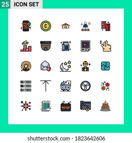25 Universal Filled line Flat Colors Set for Web and Mobile Applications animal; hierarchy; money; hierarchical structure; construction Editable Vector Design Elements