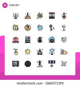 25 Universal Filled line Flat Colors Set for Web and Mobile Applications marketing; e; apple; bag; electronic Editable Vector Design Elements