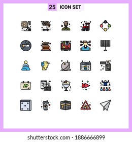 25 Universal Filled line Flat Colors Set for Web and Mobile Applications infancy; baby rattle; master; train; festival Editable Vector Design Elements