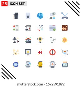 25 Universal Flat Color Signs Symbols of man; support; speaker; communication; internet Editable Vector Design Elements