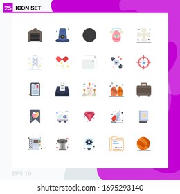 25 Universal Flat Color Signs Symbols of grave; bats; connection; protractor; celebration Editable Vector Design Elements