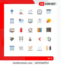 25 Universal Flat Color Signs Symbols of announcement; office; dentifrice; gauge; business Editable Vector Design Elements