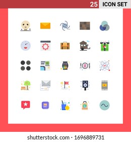 25 Universal Flat Color Signs Symbols of color; security; black; protection; gravitational Editable Vector Design Elements