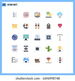 25 Universal Flat Color Signs Symbols of web; internet; disable; development; growth Editable Vector Design Elements