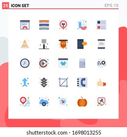 25 Universal Flat Color Signs Symbols of layout; flask; location; education; back to school Editable Vector Design Elements