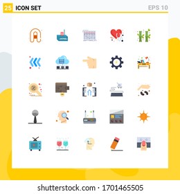 25 Universal Flat Color Signs Symbols of heart; medical; console; health; studio Editable Vector Design Elements