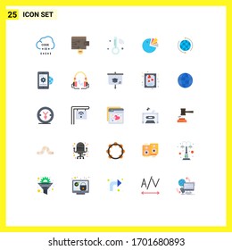 25 Universal Flat Color Signs Symbols of business; diagram; internet of things; presentation; pie Editable Vector Design Elements