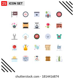 25 Universal Flat Color Signs Symbols of interface; application; web; security; computer Editable Vector Design Elements