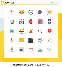 25 Universal Flat Color Signs Symbols of potholder; right; service; user interface; button Editable Vector Design Elements