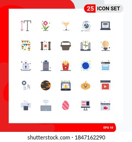 25 Universal Flat Color Signs Symbols of website; browser; juice; reference; performance Editable Vector Design Elements