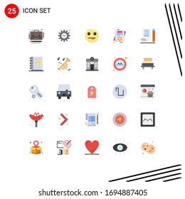 25 Universal-Flachfarben-Set für Notebooks für Web- und Mobile-Anwendungen; Notizblock; Met; Verbindungsstück; Design-Elemente für weibliche Bearbeitbare Vektorillustrationen