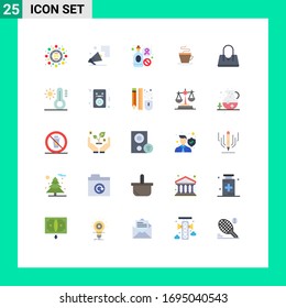 25 Universal Flat Colors Set for Web and Mobile Applications bag; coffee; promote; cup; sign Editable Vector Design Elements