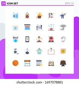 25 Universal-Flachfarben-Set für Webanwendungen und mobile Anwendungen; Laden; Kuchen; Menü; Design-Elemente für geschäftlich bearbeitbare Vektorillustrationen