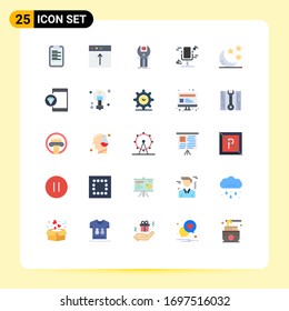 25 Universal Flat Colors Set for Web and Mobile Applications crescent; music; sdk; microphone; programming Editable Vector Design Elements