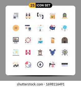 25 colores planos universales establecidos para aplicaciones web y móviles; eco; visión; bolsa; ayuda a editar elementos de diseño de vectores