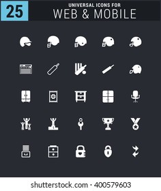 25 Universal icon set. simple pictogram minimal, flat, solid, mono, monochrome, plain, contemporary style. Vector illustration web internet design elements

