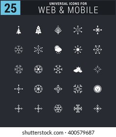 25 Universal icon set. simple pictogram minimal, flat, solid, mono, monochrome, plain, contemporary style. Vector illustration web internet design elements
