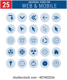 25 Universal icon set. simple pictogram minimal, flat, solid, mono, monochrome, plain, contemporary style. Vector illustration web internet design elements