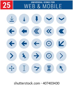 25 Universal icon set. simple pictogram minimal, flat, solid, mono, monochrome, plain, contemporary style. Vector illustration web internet design elements