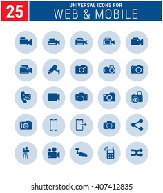 25 Universal icon set. simple pictogram minimal, flat, solid, mono, monochrome, plain, contemporary style. Vector illustration web internet design elements
