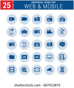 25 Universal icon set. simple pictogram minimal, flat, solid, mono, monochrome, plain, contemporary style. Vector illustration web internet design elements
