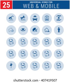 25 Universal icon set. simple pictogram minimal, flat, solid, mono, monochrome, plain, contemporary style. Vector illustration web internet design elements