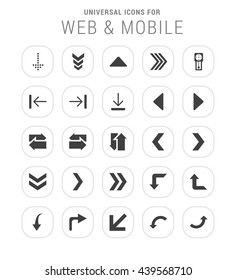 25 Universal icon set. simple pictogram minimal, flat, solid, mono, monochrome, plain, contemporary style. Vector illustration web internet design elements