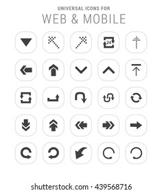 25 Universal icon set. simple pictogram minimal, flat, solid, mono, monochrome, plain, contemporary style. Vector illustration web internet design elements