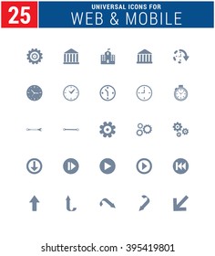 25 Universal Icons For Web and Mobile. web icons for business, finance and communication
