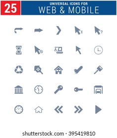 25 Universal Icons For Web and Mobile. web icons for business, finance and communication
